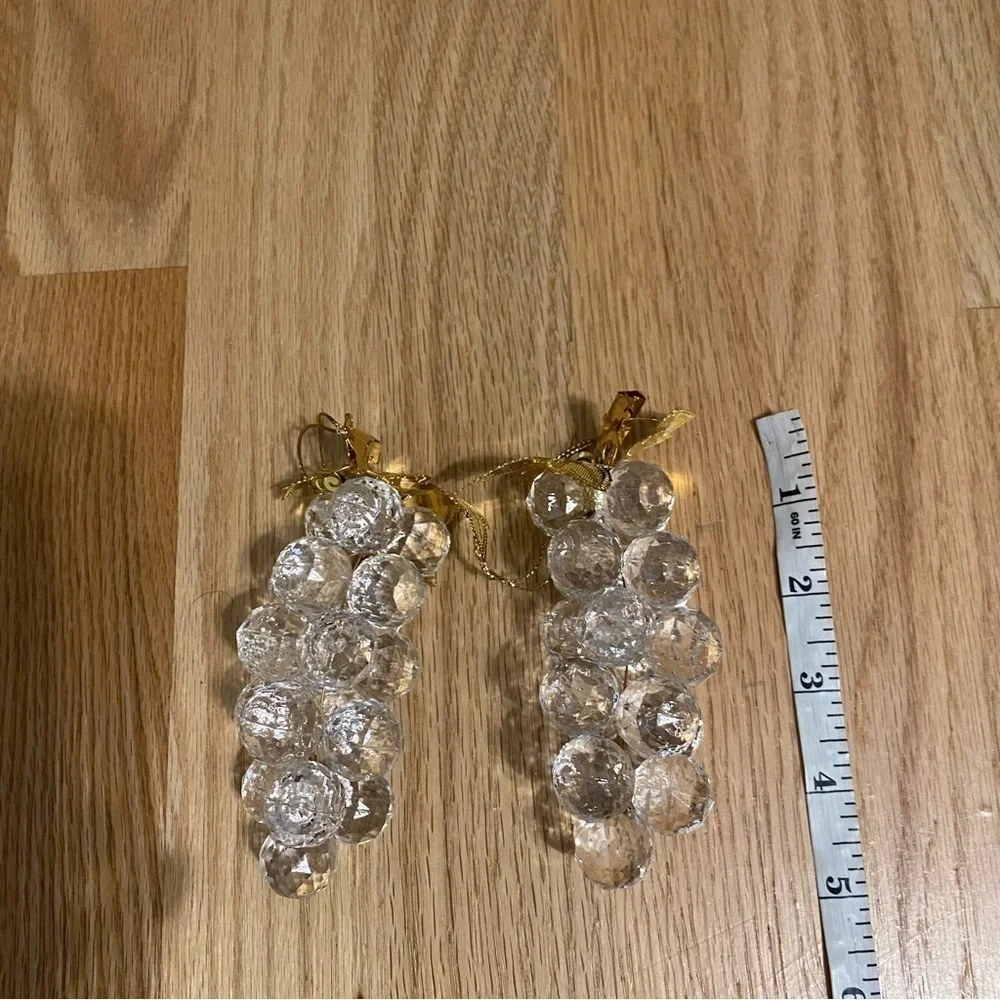 Vintage Clear Grape Ornament Bundle Lot Leaf Plastic Ball Christmas